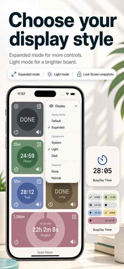 BusyDay Timer display style settings